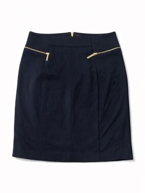 MICHAEL Michael Kors Dark Pencil Skirt with Gold Zipper Detail